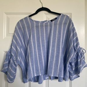 Linen blue striped blouse